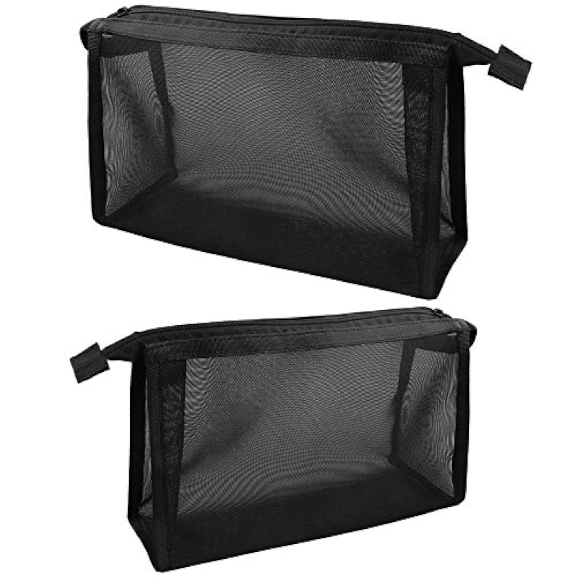 2pcs Black Mesh Cosmetic Bag Set for Travel & Office